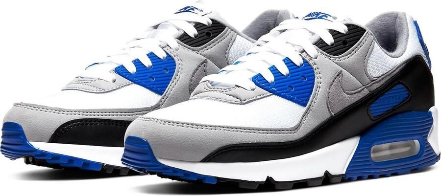 Nike Air Max 90 Heren Sneakers Sport Casual Schoenen Wit-Grijs-Blauw CD0881 - Foto 2