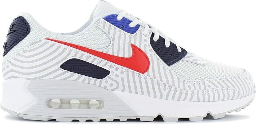 Nike Air Max 90 Herenschoen White Midnight Navy Bright Blue University Red Heren
