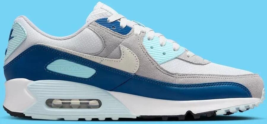 Nike Herenschoenen Air Max 90 Pure Platinum Glacier Blue Court Blue White- Heren Pure Platinum Glacier Blue Court Blue White