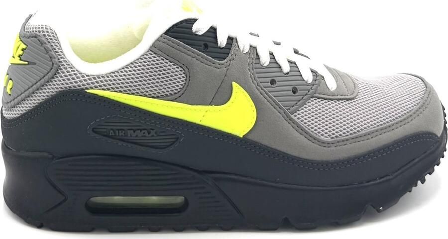 Nike Air Max 90 Zwart Anthracite Light Charcoal Neon Yellow Zwart Geel Air Max Lifestyle Kinder Sneakers voor en