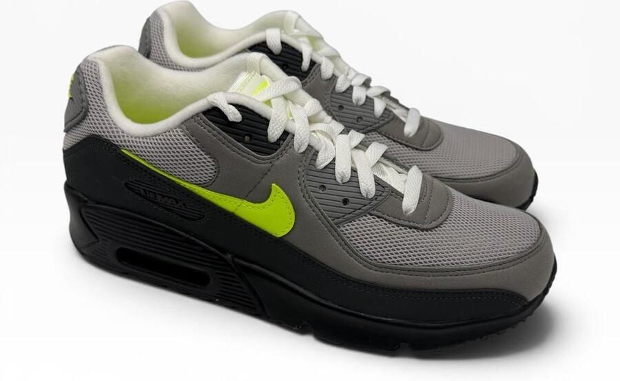 Nike Air Max 90 Zwart Anthracite Light Charcoal Neon Yellow Zwart Geel Air Max Lifestyle Kinder Sneakers voor en