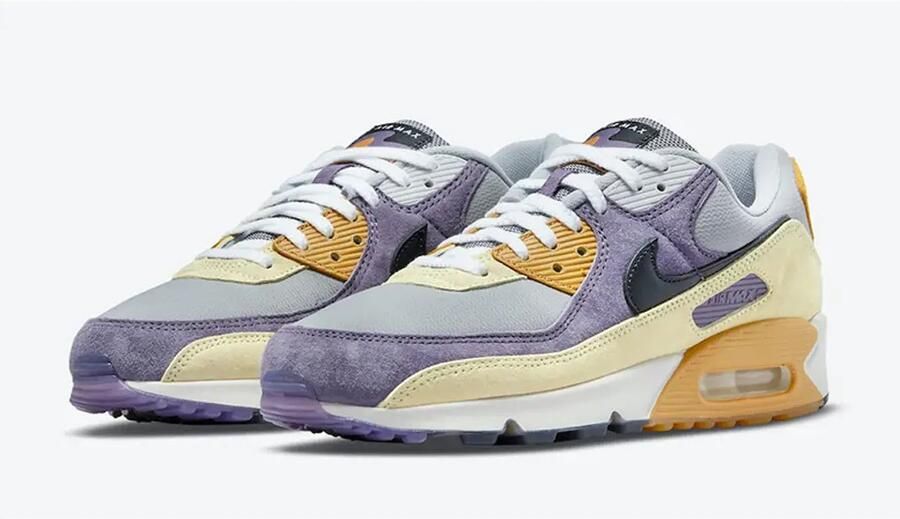 Nike Air Max 90 Herenschoenen 42.5 Court Purple Lemon Drop Wolf Grey Zwart - Foto 2