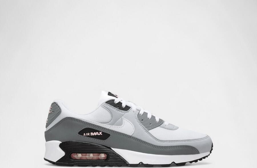 Nike Air Max 90 Wolf Grey Pink Foam Smoke Grey Wit Grijs Roze Air Max Lifestyle Heren Sneakers voor Mannen
