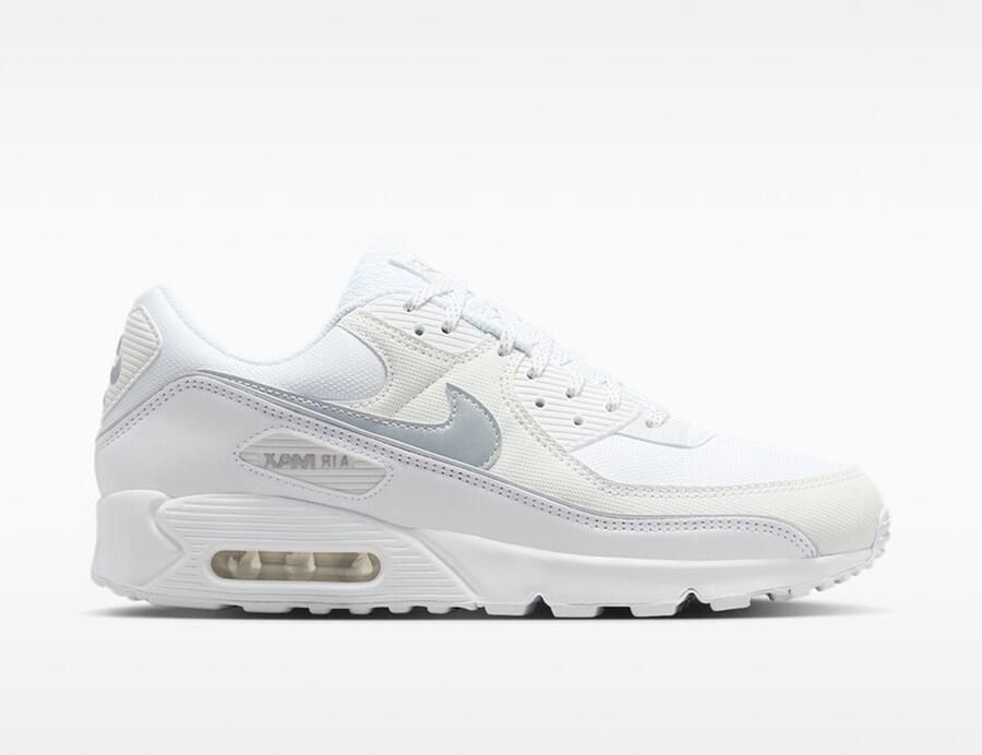 Nike Air Max 90 Premium White Metallic Silver Sneakers Heren Doos Zonder Deksel