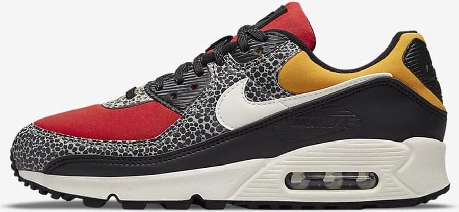 Nike Air Max 90 Special Edition Safari Zwart Rood Oranjegeel Sneakers Unisex Doos Zonder Deksel