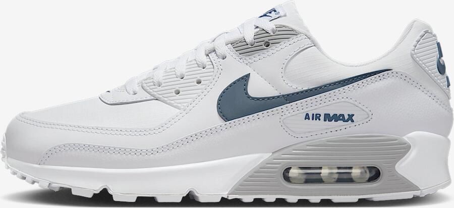 Nike Air Max 90 Wit Wolf Grey Diffused Blue Wit Grijs Air Max Lifestyle Heren Sneakers voor Mannen Doos zonder deksel