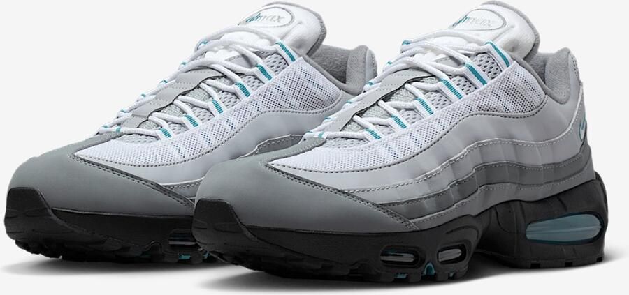 Nike Air Max 95 Big Bubble Cool Grey Mineral Teal Wolf Grey Metallic Silver Grijs Blauw Air Max Lifestyle Heren Sneakers voor Mannen
