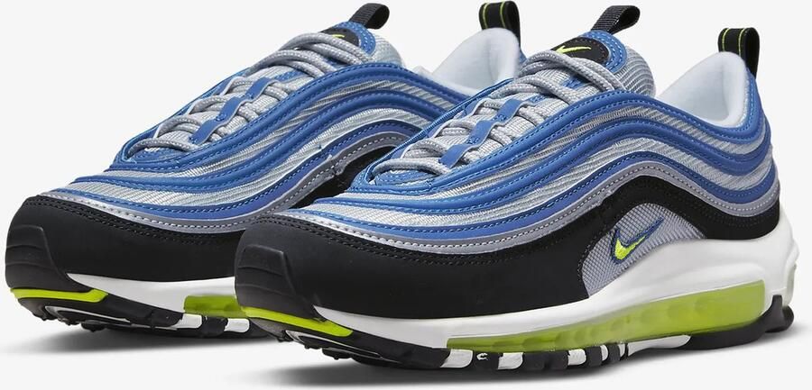 Nike Air Max 97 OG Sneakers Unisex Atlantic Blue Metallic Silver Zwart Voltage Yellow - Foto 5