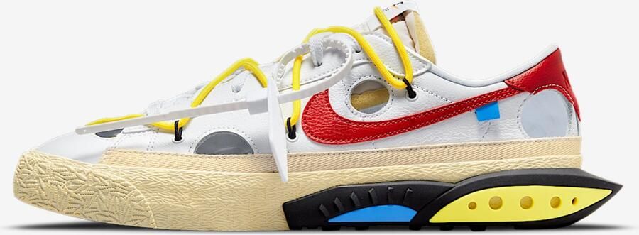 Nike Blazer Low '77 x Off-White Opti Yellow Fossil University Red Wit Geel Blazer Lifestyle Unisex Sneakers