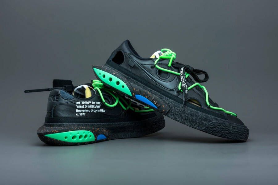 Nike Blazer Low Off-White Black Electro Green Schoenen Doos zonder deksel - Foto 5