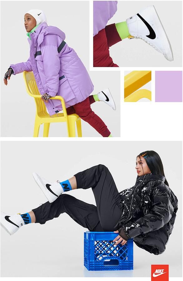 Nike Blazer Mid '77 Sneakers Wit Paars Doos zonder deksel