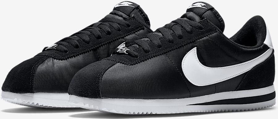 Nike Cortez Basic Nylon Sneakers Black White (Black White Metallic Silver) Zwart Wit Cortez Lifestyle Heren