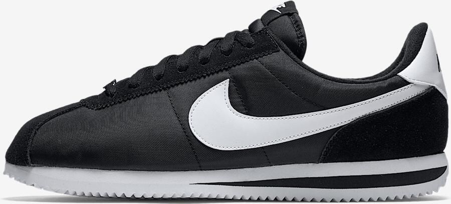 Nike Cortez Basic Nylon Black Metallic Silver White Zwart Wit Cortez Lifestyle Heren Sneakers voor Mannen