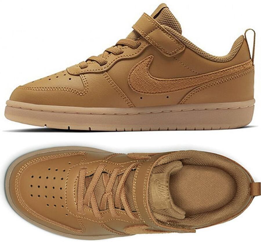 Nike Court Borough Low 2 Kinder Sneaker Tarwe Bruin Unisex LET OP! Doos Zonder Deksel - Foto 2