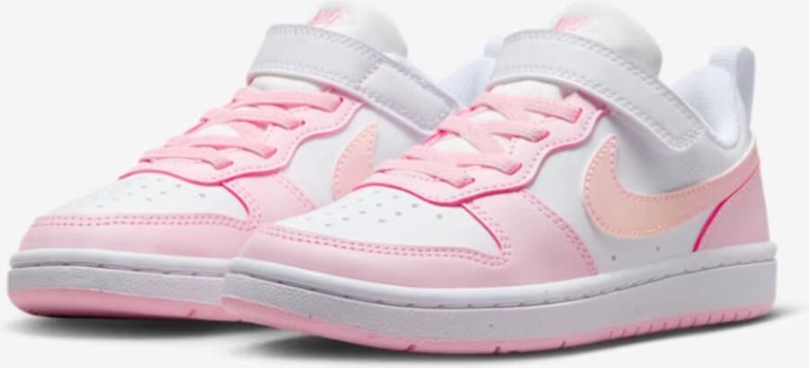 Nike court borough low 2 sneakers wit roze kinderen