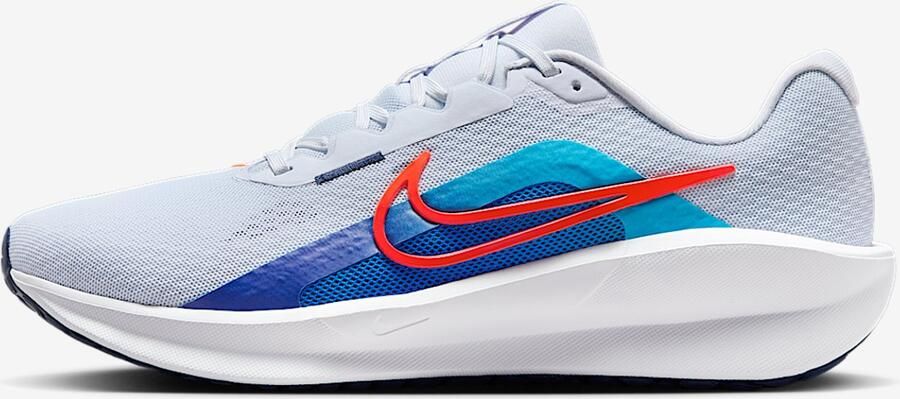 Nike Downshifter 13 Hardloopschoenen Football Grey Deep Night Blue Lightning Bright Crimson Grijs Rood Blauw Downshifter Hardlopen Heren Hardloopschoenen voor Mannen