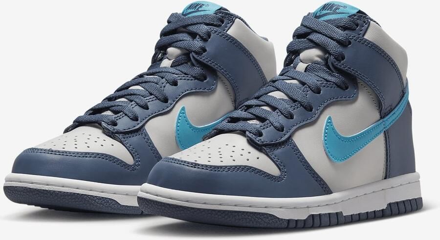 Nike Dunk High Light Bone Diffused Blue Wit Blue Lightning Wit Blauw Dunk Lifestyle Kinder Sneakers voor en