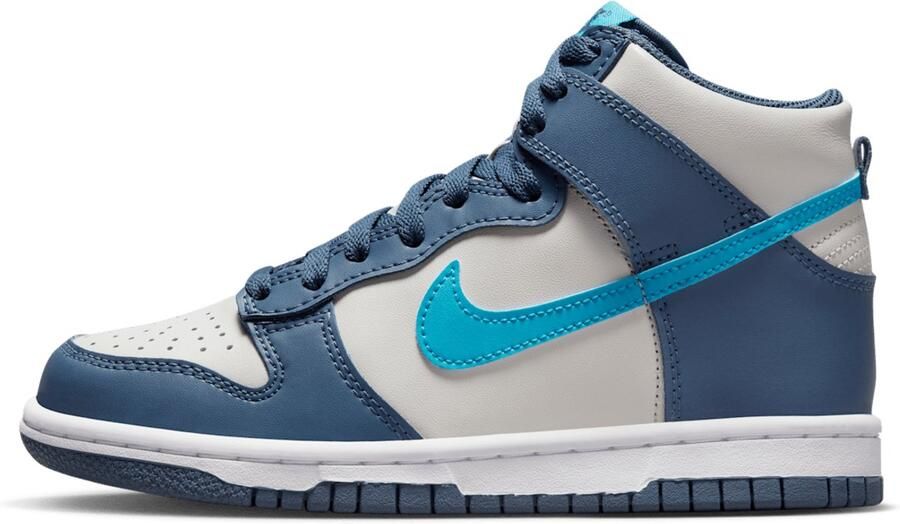 Nike Dunk High Light Bone Diffused Blue Wit Blue Lightning Wit Blauw Dunk Lifestyle Kinder Sneakers voor en