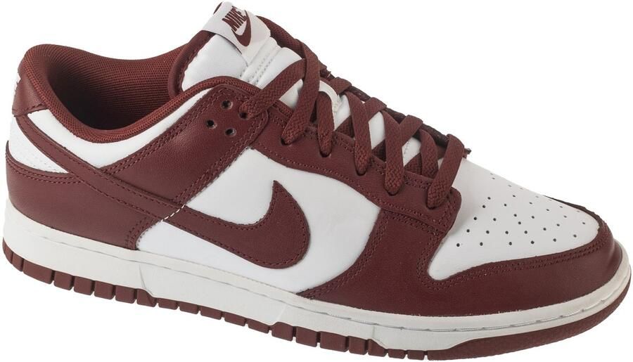 Nike Dunk Low Retro Heren Sneakers Schoenen Leer Wit-Rood DV0833