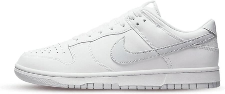 Nike Dunk Low Retro Heren Sneakers Schoenen Leer Wit DV0831 - Foto 3