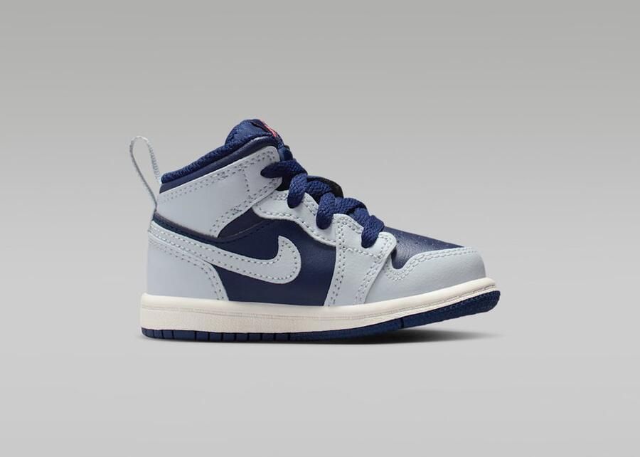Nike Jordan 1 MID (TD) Sneakers Kids Wit Blauw Doos Zonder Deksel