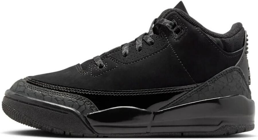 Jordan 3 Retro 'Black Cat' Zwart Wit Dark Charcoal Zwart Wit Air 3 Lifestyle Kinder Sneakers voor en Doos zonder deksel
