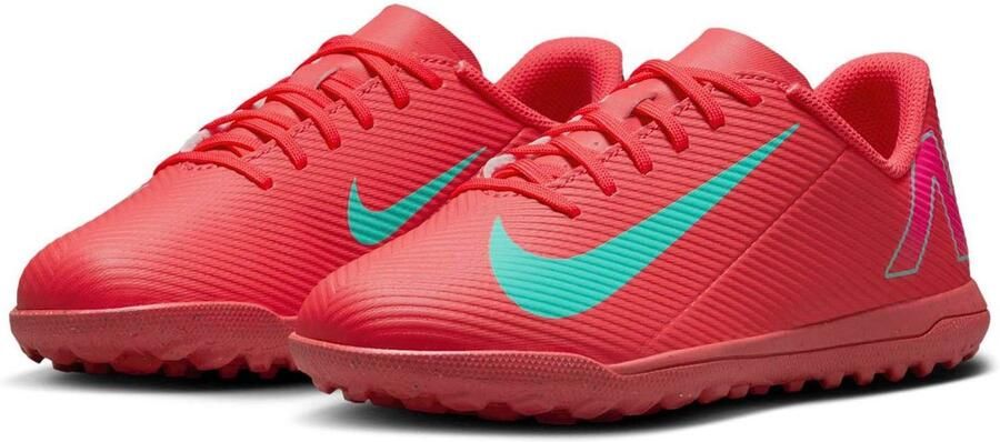 Nike Low-top voetbalschoenen voor kleuters kids (turf) Jr. Mercurial Vapor 16 Club Ember Glow Aurora Green- Ember Glow Aurora Green