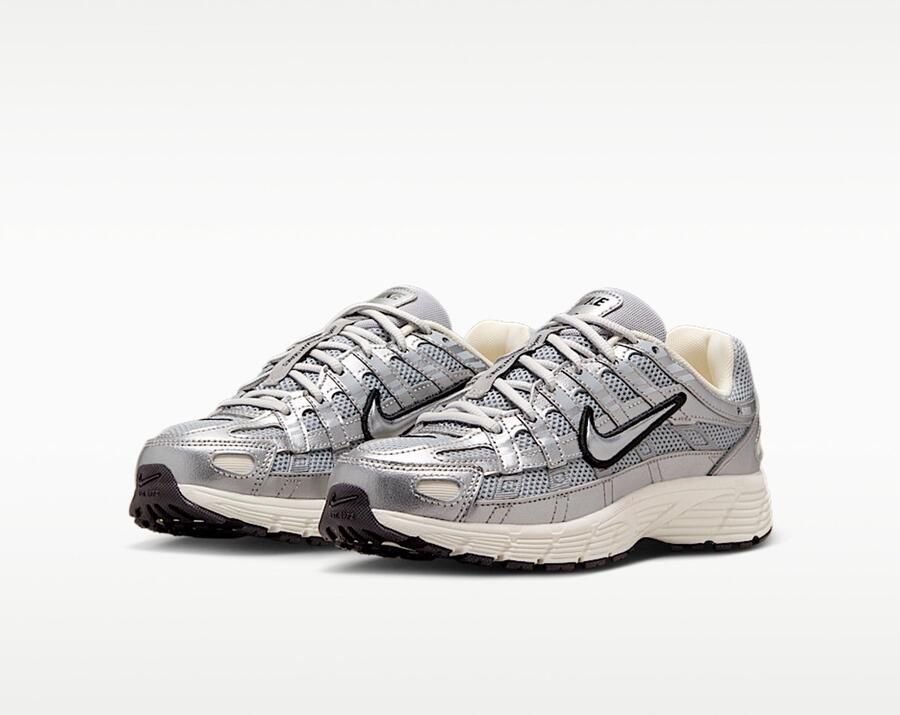 Nike P-6000 GS Metallic Silver Black-Pale Ivory Zilver Zwart P-6000 Lifestyle Kinder Sneakers voor en - Foto 3