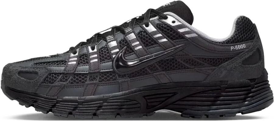 Nike P-6000 Suède Black Chrome Sneakers Unisex Antraciet Zwart Zilver