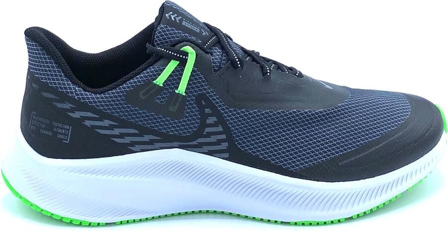 Nike Quest 3 Shield Hardloopschoenen Black Obsidian Mist Poison Green Zwart Groen Quest Hardlopen Heren