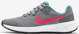 Nike Revolution 6 NN (GS) Hardloopschoenen Smoke Grey Washed Teal Siren Red Grijs Rood Revolution Hardlopen Kinder Hardloopschoenen voor Kids