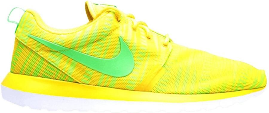 Nike Roshe Run NM BR Sneakers Chrome Yellow Electric Green-Volt-White Geel Groen Wit Roshe Lifestyle Heren Sneakers voor Mannen