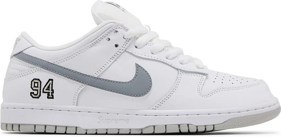 Nike SB Dunk Low Supreme 94 White Metallic Silver