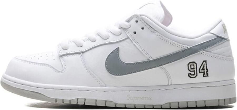 Nike SB Dunk Low Supreme 94 White Metallic Silver