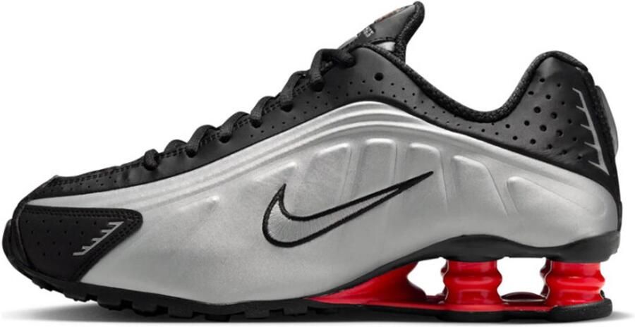 Nike Sneakers Baskets shox r4 noir rouge léger argent métallique