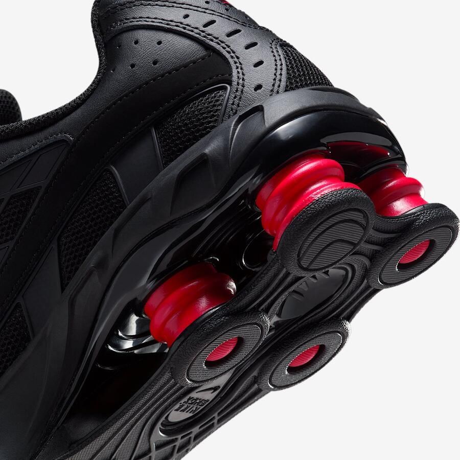 Nike Shox Ride 2 Zwart University Red Medium Ash Metallic Silver Zwart Rood Shox Lifestyle Heren Sneakers voor Mannen