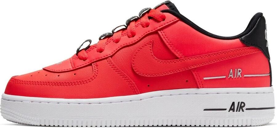 Nike Air Force 1 LV8 3 Kinderschoen Laser Crimson Zwart Wit Laser Crimson Rood Zwart Air Force 1 Lifestyle Kinder Sneakers voor en Doos zonder deksel