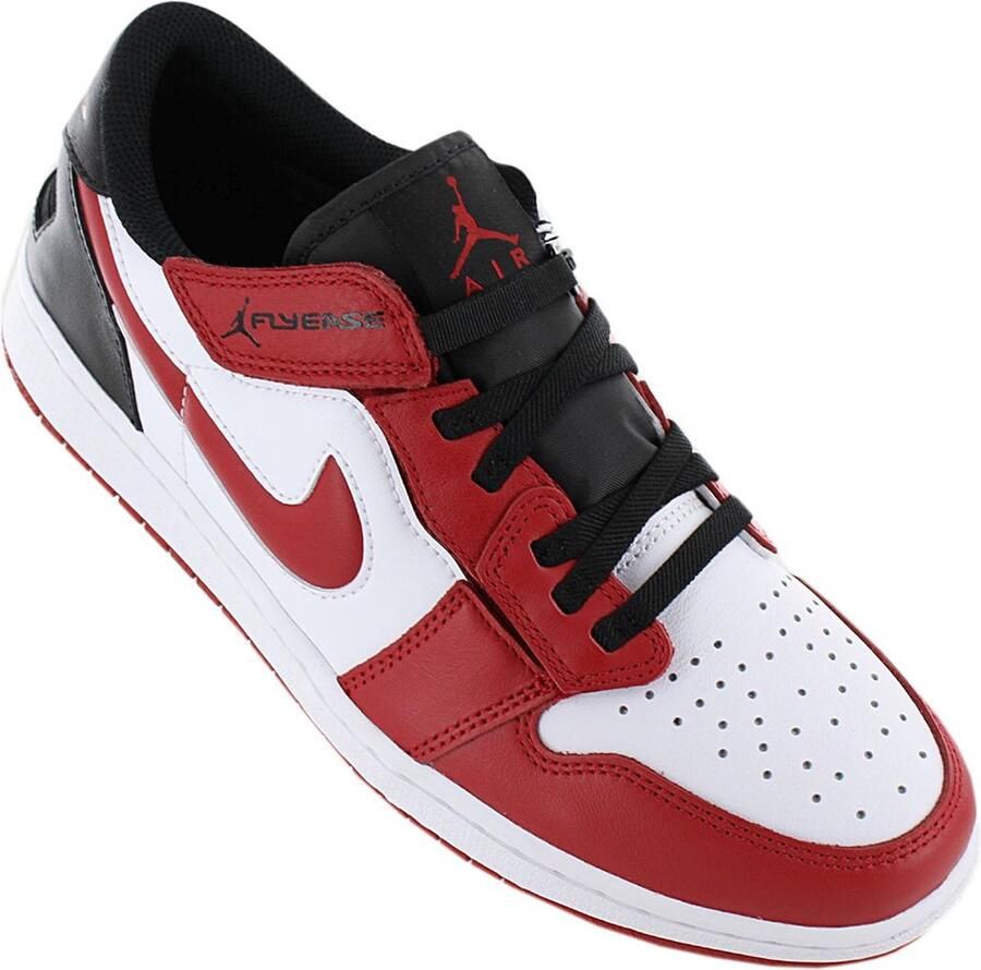 Nike Air JORDAN 1 Low FlyEase Heren Sneakers Sport Schoenen Leer Wit-Rood DM1206 - Foto 2