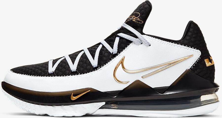 Nike x Lebron XVII Low Sneaker Heren Basketbal NBA Zwart Wit Goud LET OP! Doos Zonder Deksel