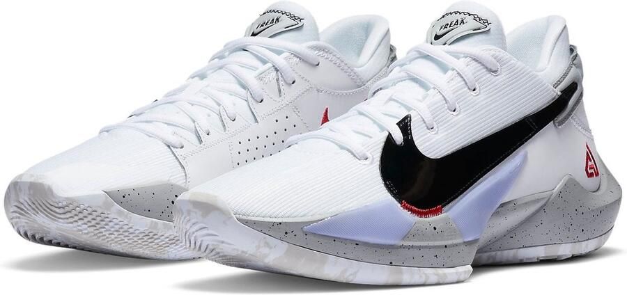 Nike Zoom Freak 2 Sneakers White Ce t (White University Red Grey Fog) Wit Grijs Freak Basketbal