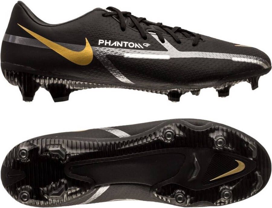 Nike Phantom GT 2 Academy FG Voetbalschoenen Black Metallic Gold Dark Grey Metallic Dark Grey