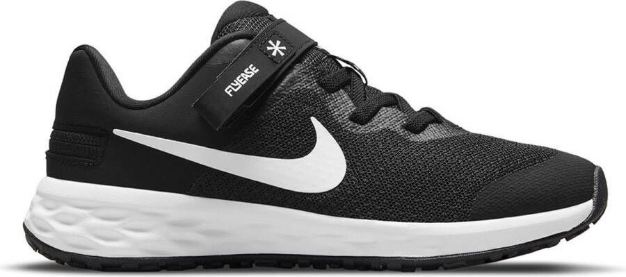 Nike Revolution 6 Flyease PS Hardloopschoenen Black White Dk Smoke Grey Kinderen