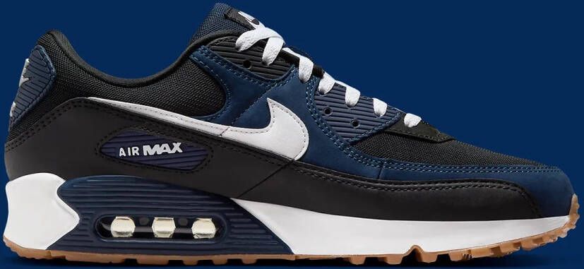 Nike Herenschoenen Air Max 90 Midnight Navy Black Gum Medium Brown White- Heren Midnight Navy Black Gum Medium Brown White