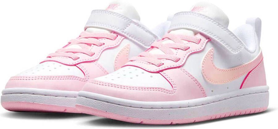 Nike court borough low recraft sneakers wit roze kinderen