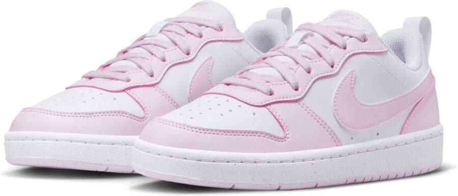 Nike court borough low recraft sneakers wit roze kinderen