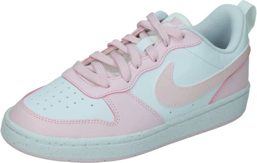 Nike court borough low recraft sneakers wit roze kinderen