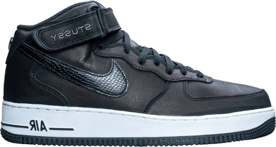 Nike Air Force 1 Mid SP Stussy Heren Sneakers Sportschoenen Schoenen Leer Zwart DJ7840 - Foto 3