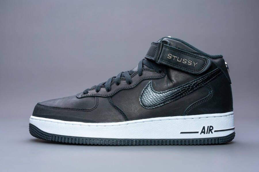 Nike Air Force 1 Mid SP Stussy Heren Sneakers Sportschoenen Schoenen Leer Zwart DJ7840