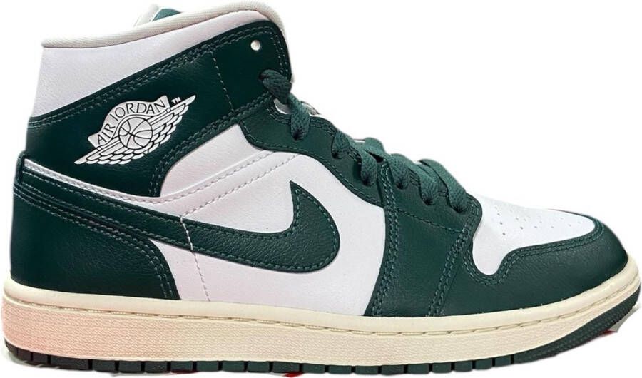 Nike Air Jordan 1 Mid Donkergroen Wit Gebroken Wit Sneakers Unisex Doos Zonder Deksel