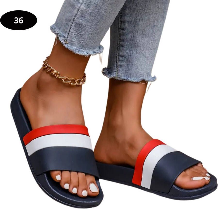 Nivard Badslippers Dames Comfortabel Flip Flops Sauna Zomer Blauw